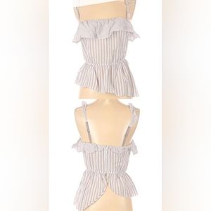 Victoria's Secret Stripe Ruffle Asymmetrical Hem Cami Sleep Top Violet Size XS